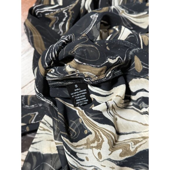 NEW Dress Forum Blouse S Long Sleeve Black Beige Print Dressy Sheer Button Up - Picture 9 of 12